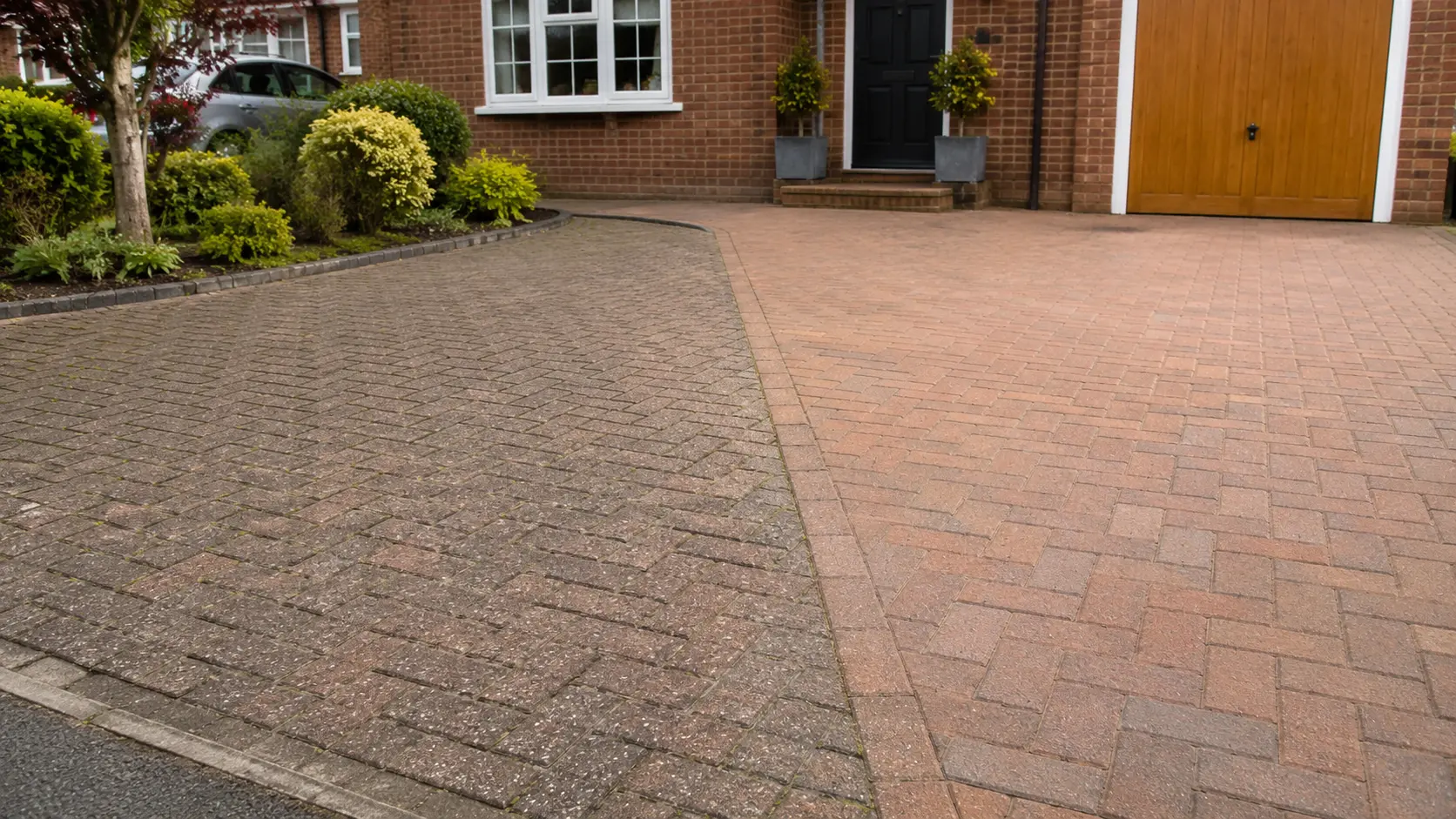 Existing British block-paved driveway with restored areas